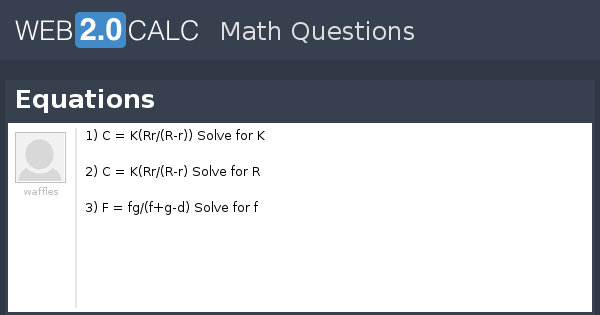 View Question Equations