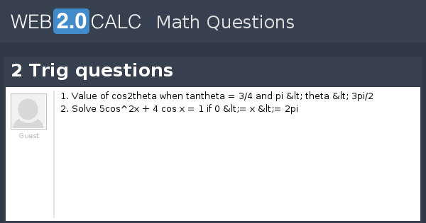 View Question 2 Trig Questions