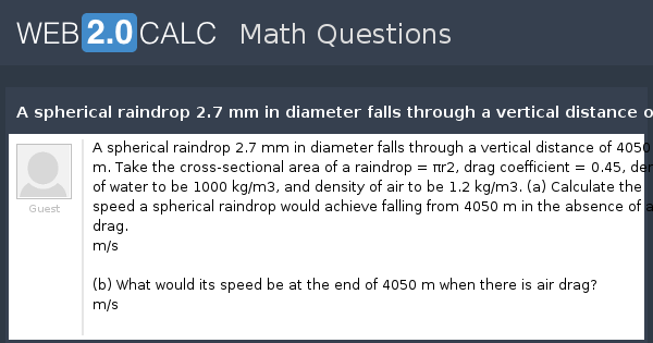 calculate the velocity of a spherical raindrop