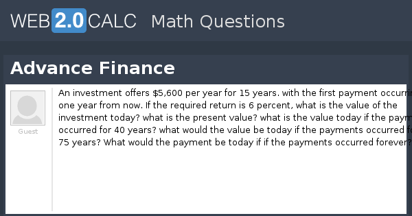 View Question Advance Finance