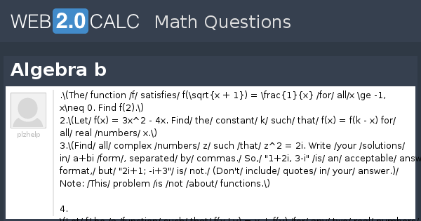 View Question - Algebra B