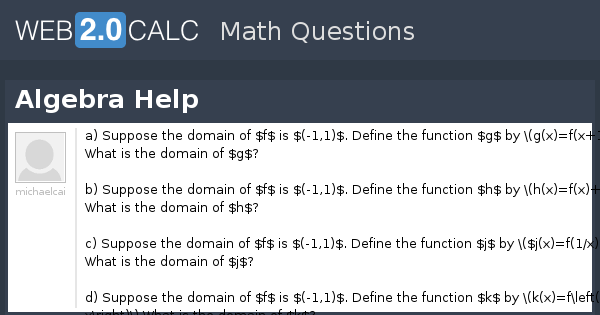 View Question Algebra Help