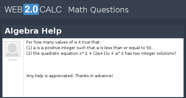 View question - Algebra Help