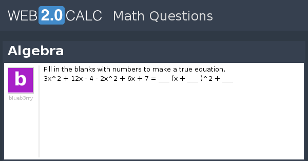 View question - Algebra