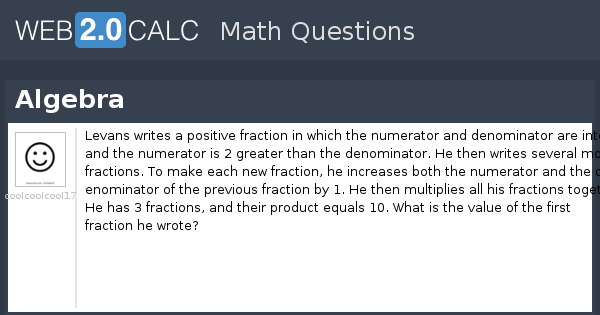 View question - Algebra