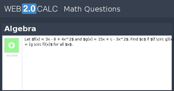 View question - Algebra
