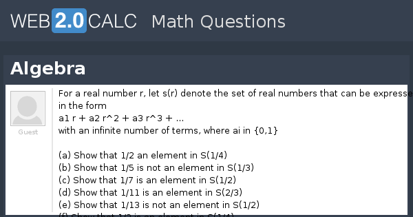 View question - Algebra