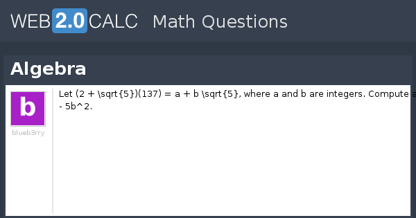 View question - Algebra