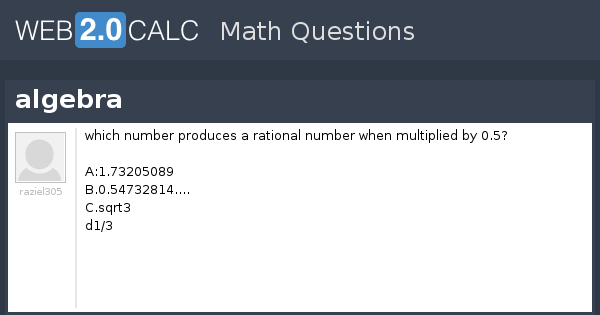 View Question - Algebra View Question - Algebra