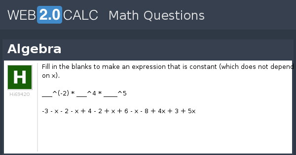 View question - Algebra
