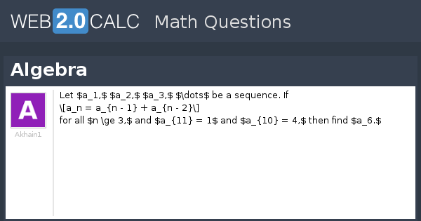 View question - Algebra