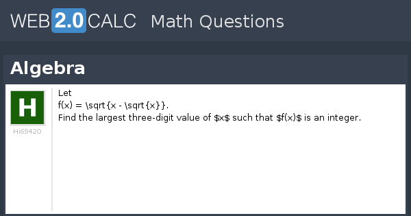 View question - Algebra