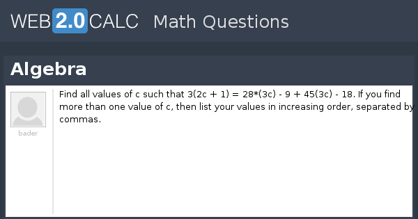 View question - Algebra