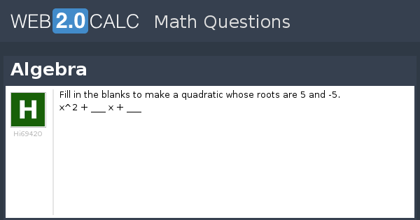 View question - Algebra