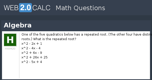 View question - Algebra