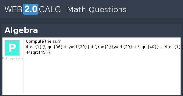 View question - Algebra