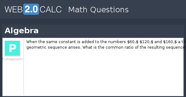 View question - Algebra