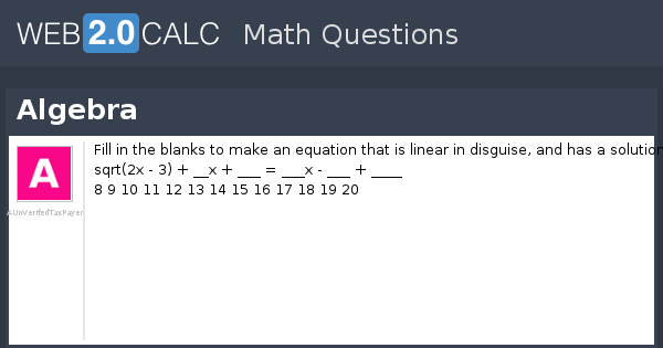 View question - Algebra