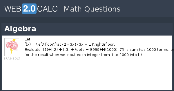 View question - Algebra