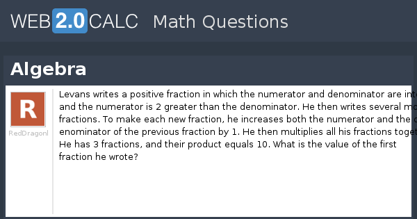 View question - Algebra