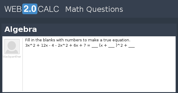 View question - Algebra