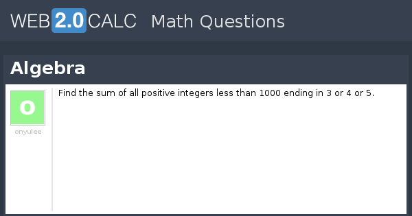 View question - Algebra