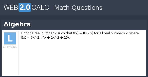 View question - Algebra