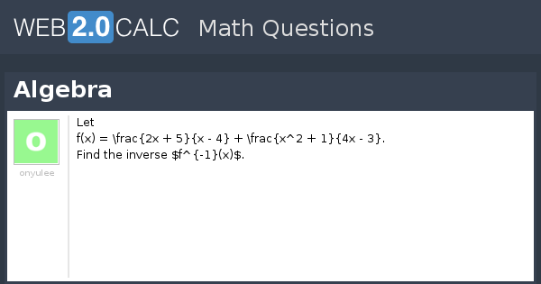 View question - Algebra