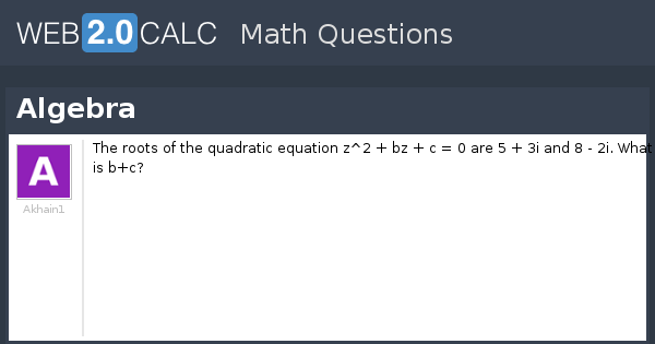 View question - Algebra