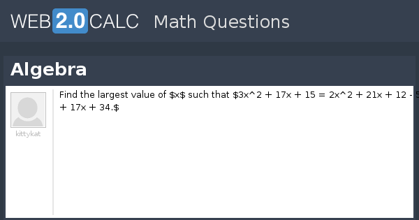 View question - Algebra