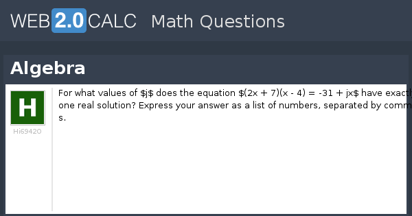 View question - Algebra