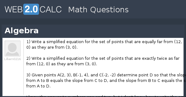 View question - Algebra