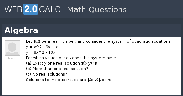 View question - Algebra