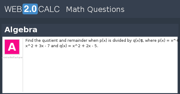 View question - Algebra