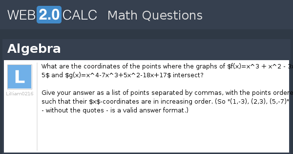 View question - Algebra