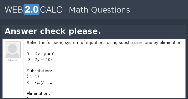 View question - Answer check please.