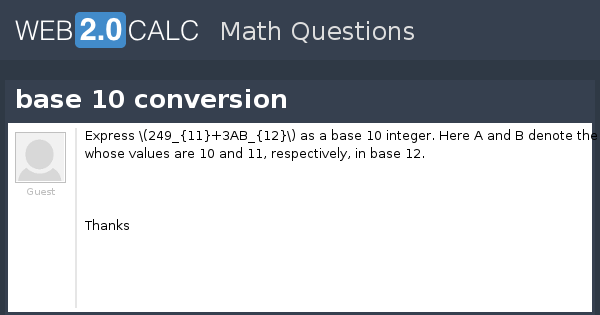 View question - base 10 conversion