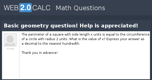 View question - Basic geometry question! Help is appreciated!