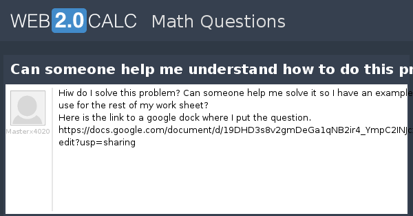 View question - Can someone help me understand how to do this problem?