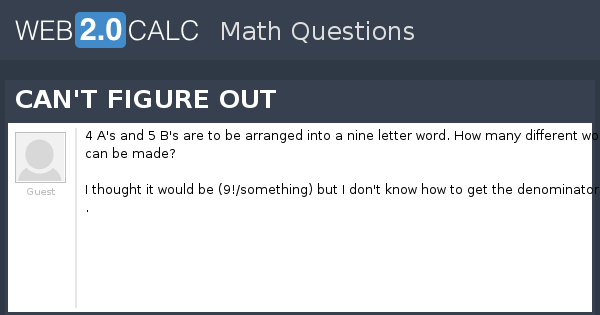 View question - CAN'T FIGURE OUT