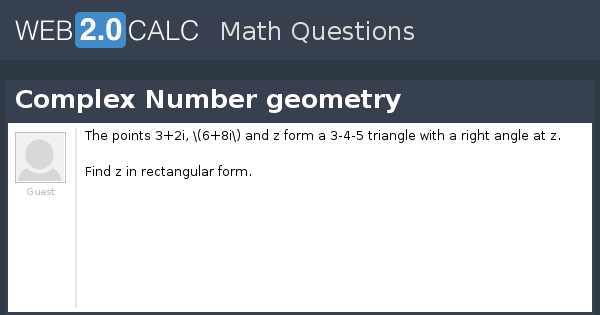 View question - Complex Number geometry