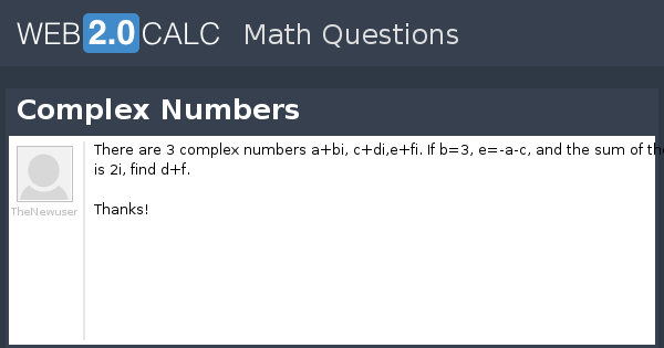 View Question Complex Numbers