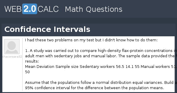 View question - Confidence Intervals