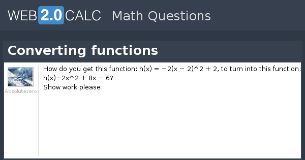 View question - Converting functions