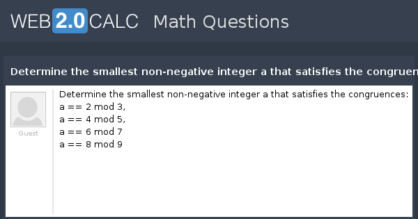 What Is The Smallest Non Negative Integer