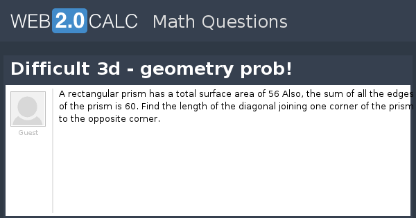 View question - Difficult 3d - geometry prob!