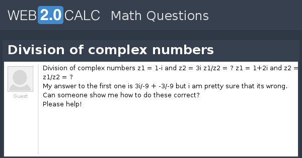 View question - Division of complex numbers
