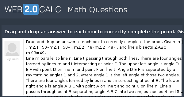 View question - Drag and drop an answer to each box to correctly ...