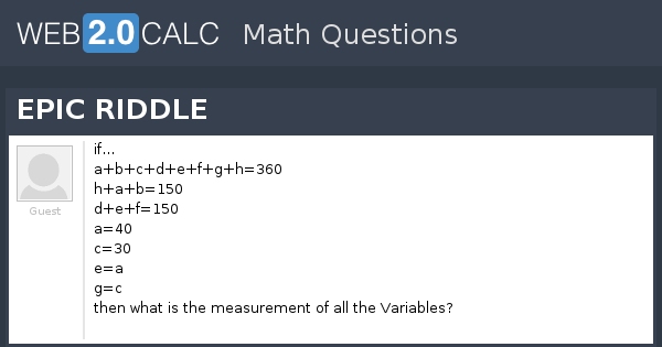 Epic Riddles View question - EPIC RIDDLE