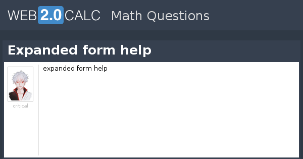 View Question Expanded Form Help